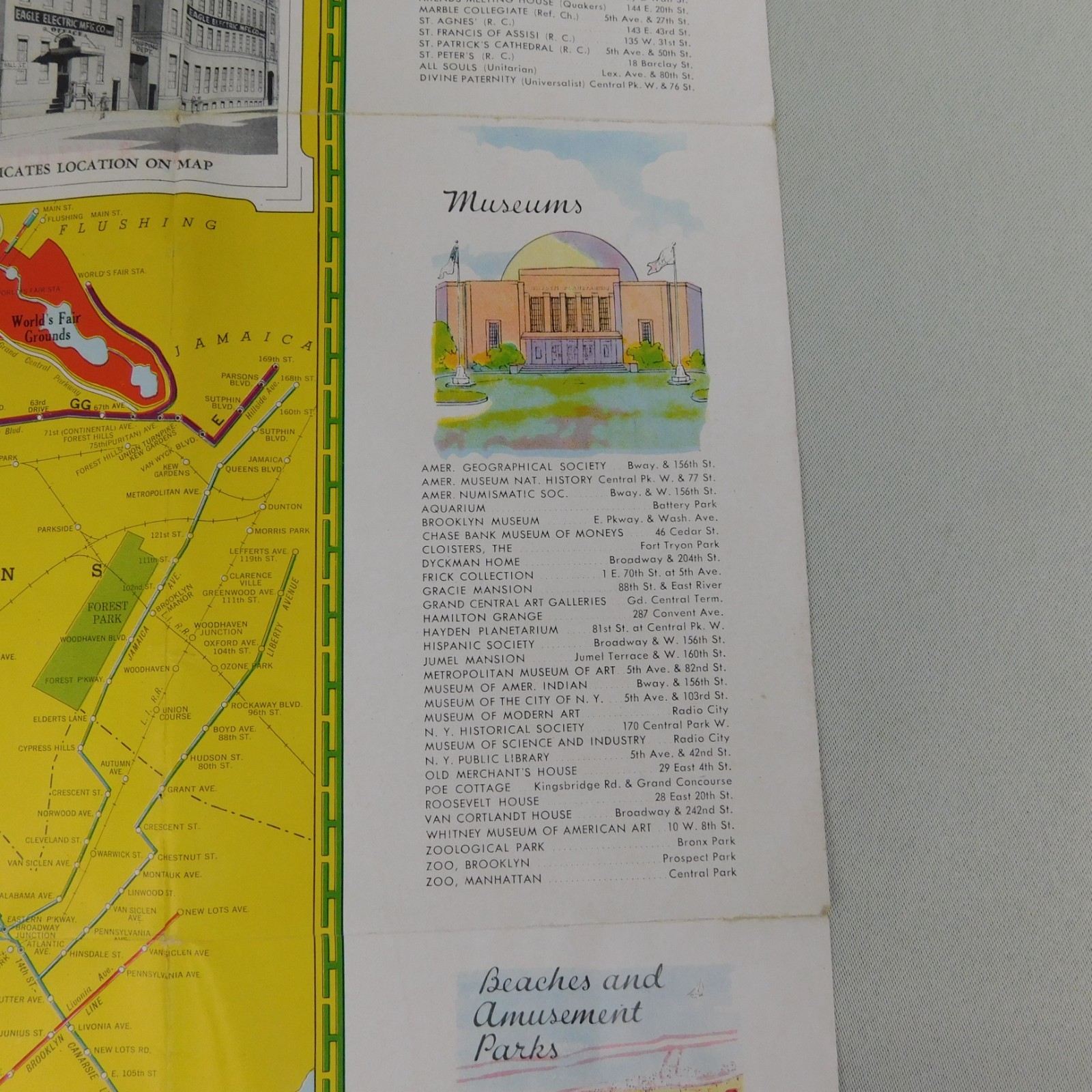 Vintage 1939 Map of The New York World’s Fair Transit Map of Greater New York