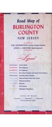 1960s Burlington County NJ Road Map Brochure Cover County Officials