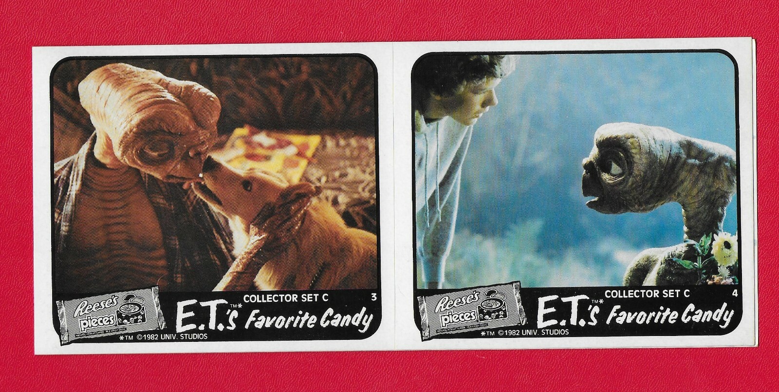1982 E.T.’s Favorite Candy – Reese’s Pieces – sheet of 4 STICKERS — set C