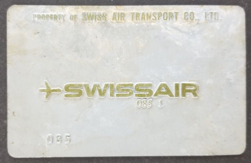 Vintage Swiss Air Airlines Airplane Metal Sample Card