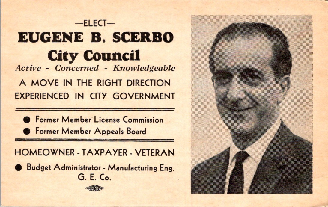 Eugene B Scerbo City Council Blotter 1950s G.E. Co. Schenectady NY