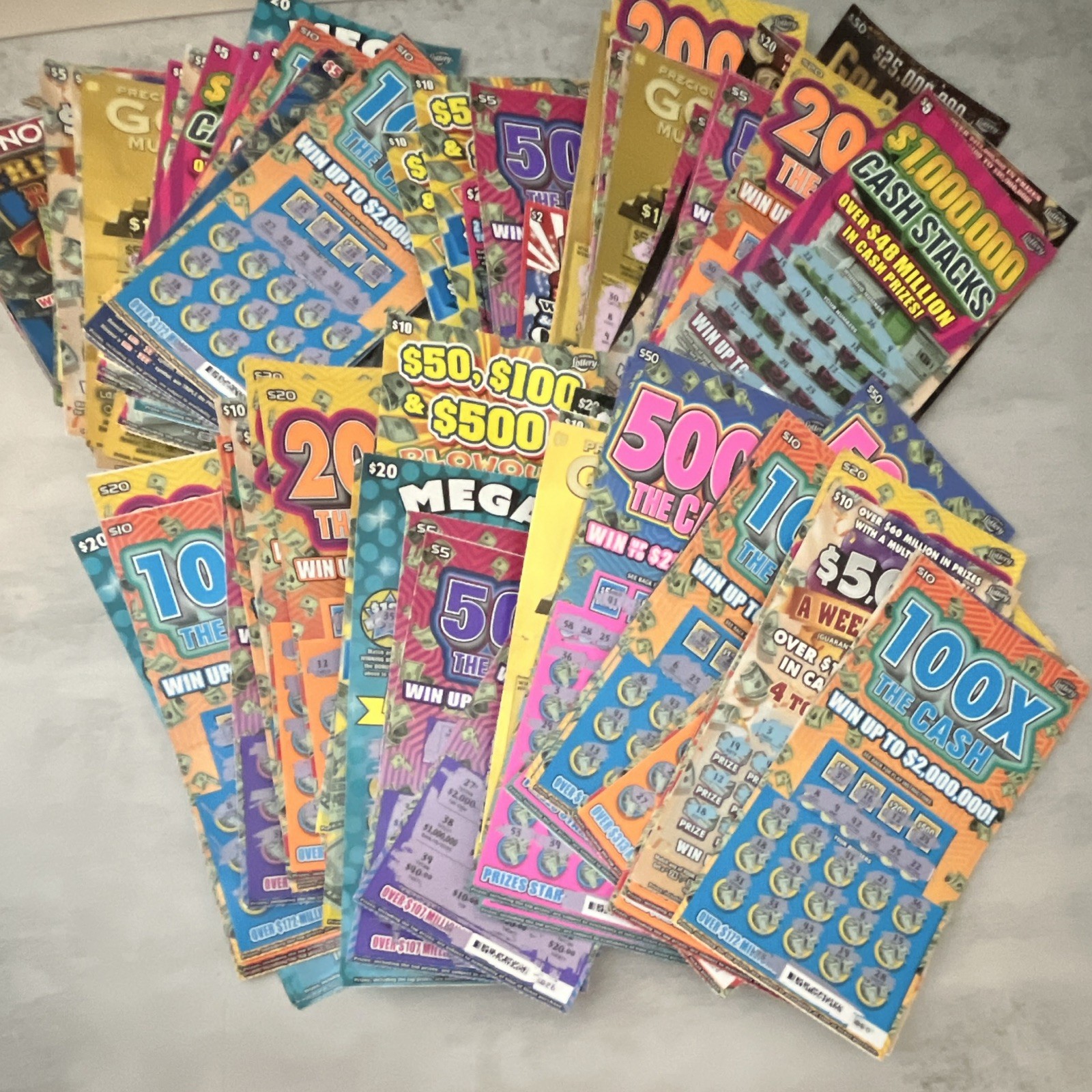 Mixed Lot Scratch-Off Lottery Game Tickets (Mixed Designs)-Non Winning