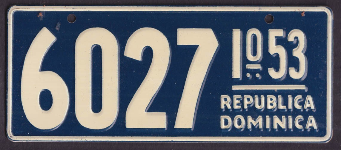 1953 Dominican Republic Wheaties metal bicycle license plate w/ free ad reprint
