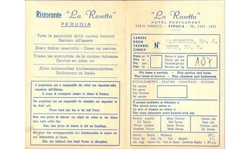 Perugia Italy Tourist Map Mid-Century 1940s-60s Landmarks Streets Churches