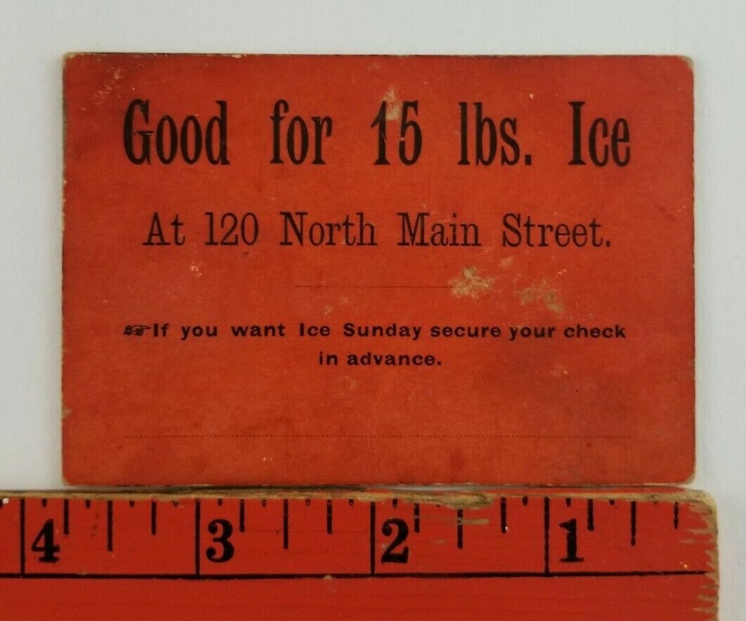Vintage 1900’s Coupon 50 Lbs. of Ice Pawtucket Rhode Island Business Card