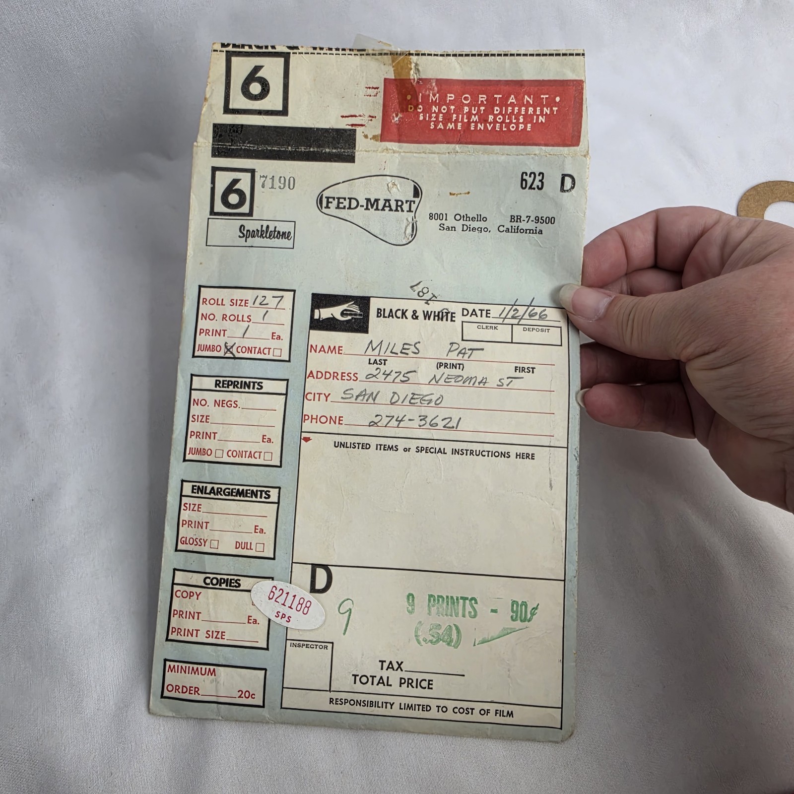 Vintage 1960’s Photo Developing Envelopes Lot Picture & Negative Paper 4 Piece