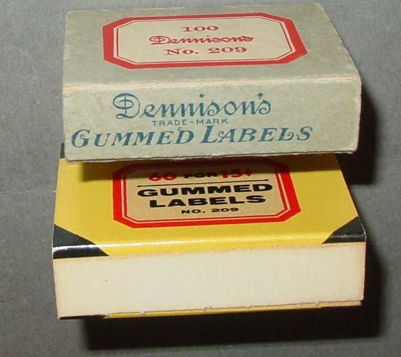 293 Vintage Dennison Gummed Red Border Bottle Craft Labels #217 #209 Mix NOS USA