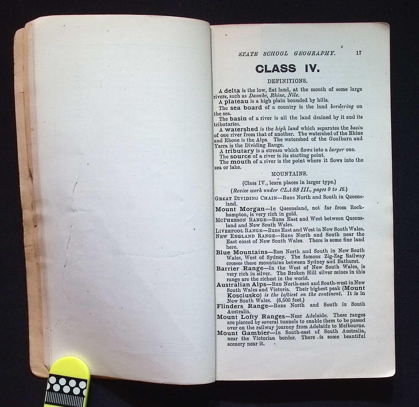 Australian State School Geography Class Book, Dawborn, Revised Programme 1898