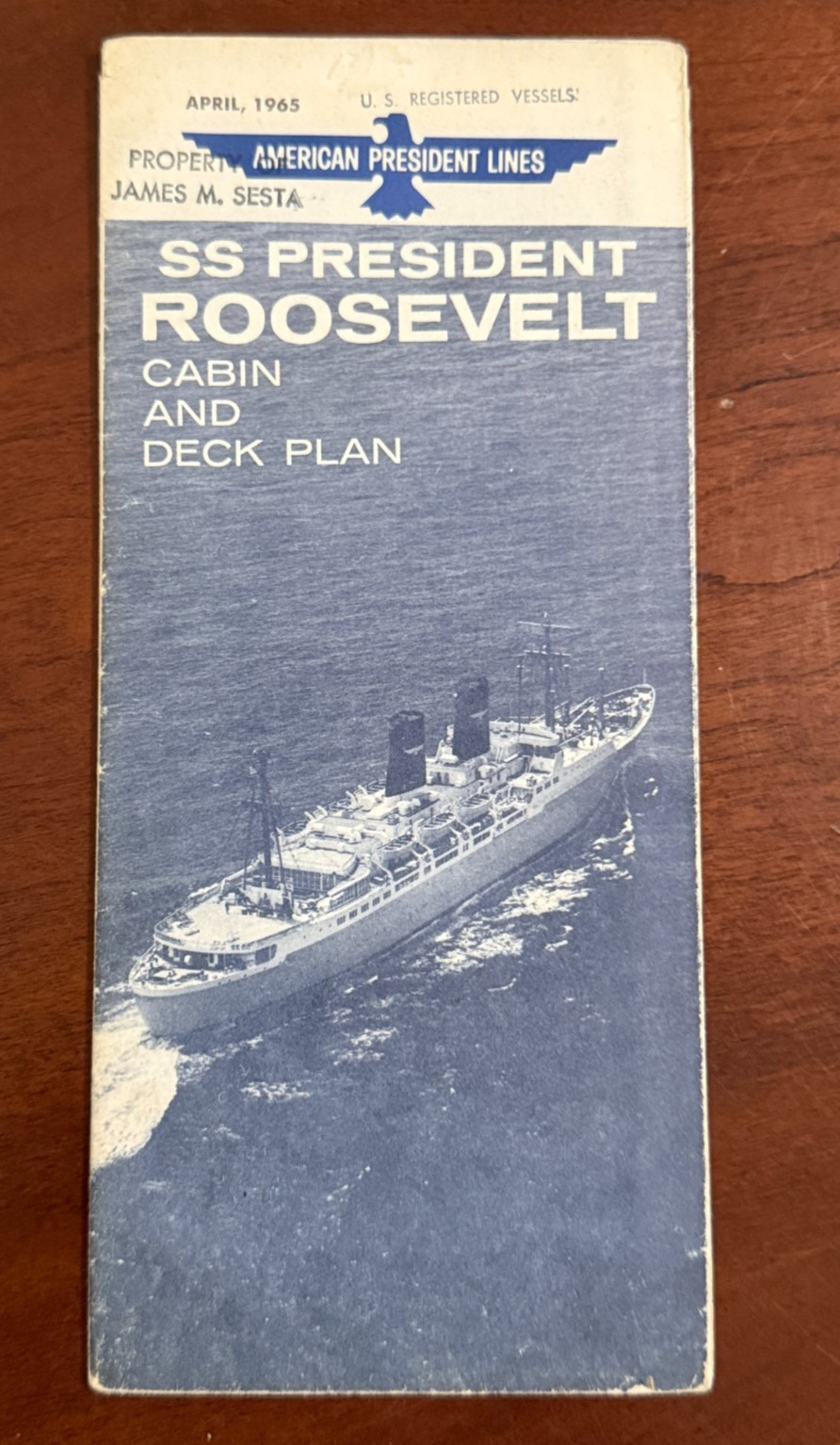 AMERICAN PRESIDENT LINES S.S Roosevelt Ship Cabin & Deck Plan Brochure 1965