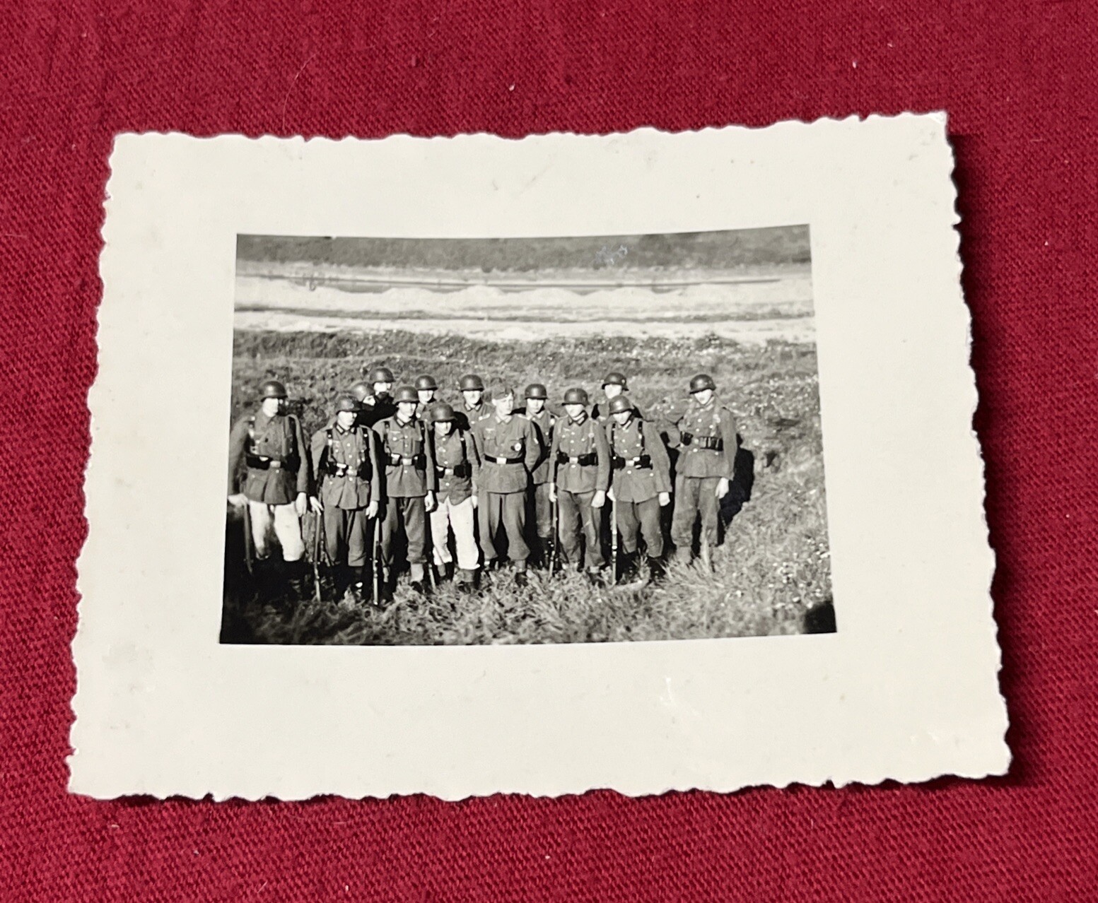 WW2 WWII Original German Military wartime photo Steel Helmet Soldiers Lined Up