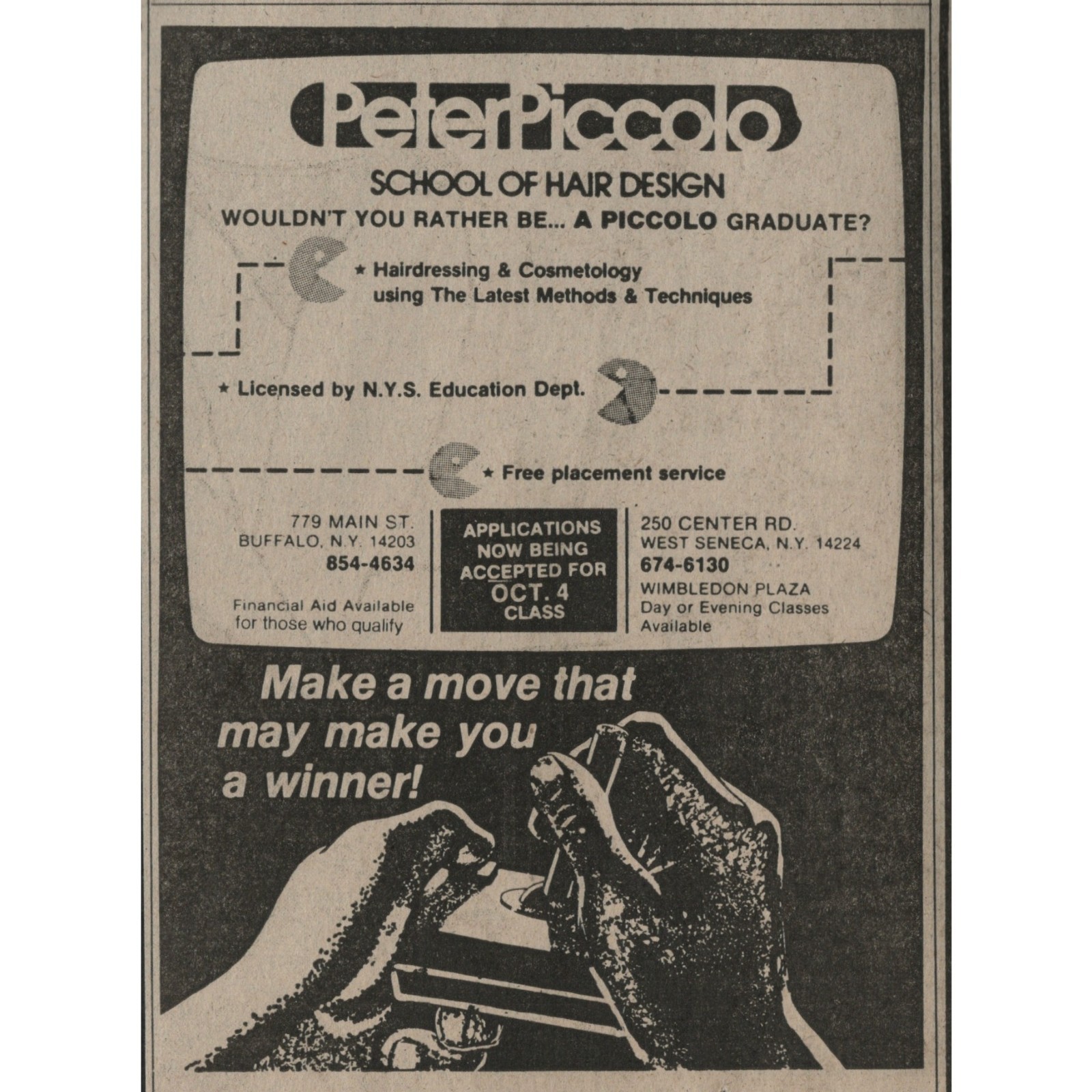 Retro Video Game 1982 Buffalo NY Newspaper Clipping Ad Hair Design School VTG.