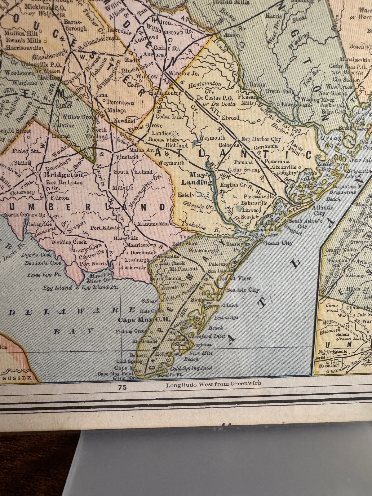 1889 New Jersey Map Geo F. Cram Antique Atlas NJ Hudson County Inset