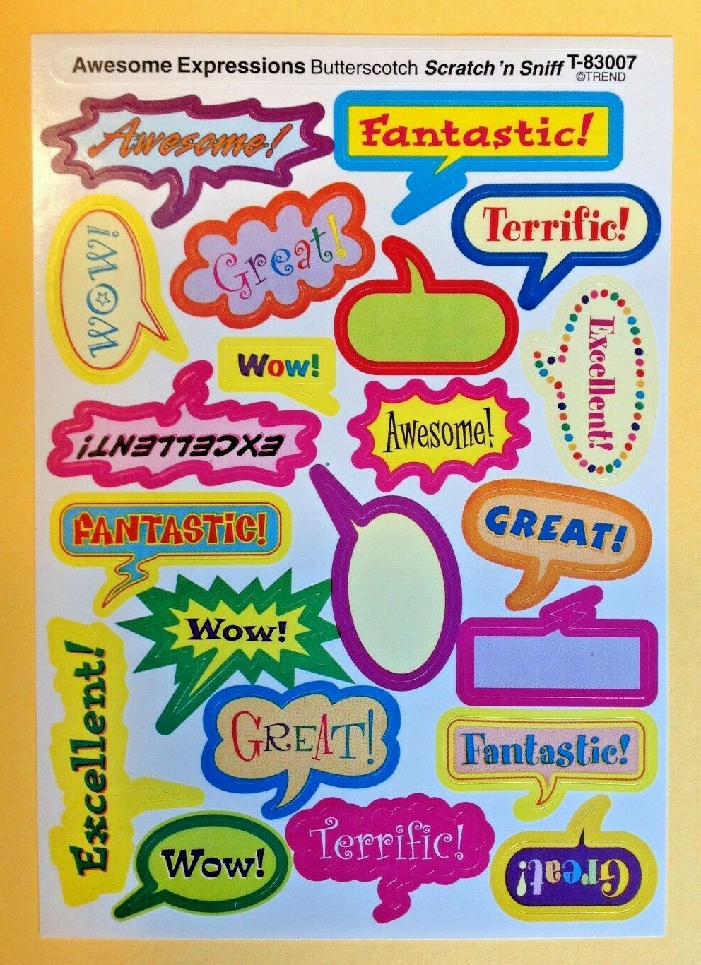 VTG 90s TREND Scratch & Sniff Stinky Sticker Sheet Die Cut BUTTERSCOTCH Rare