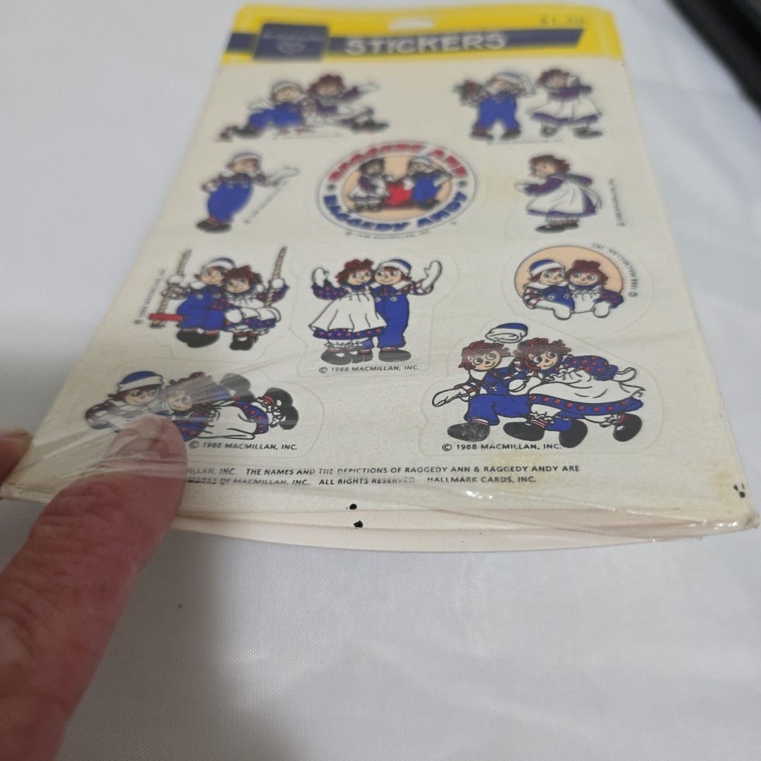Vintage 1988 RAGGEDY ANN & ANDY STICKERS MacMillan HALLMARK Ambassador 4 SHEETS
