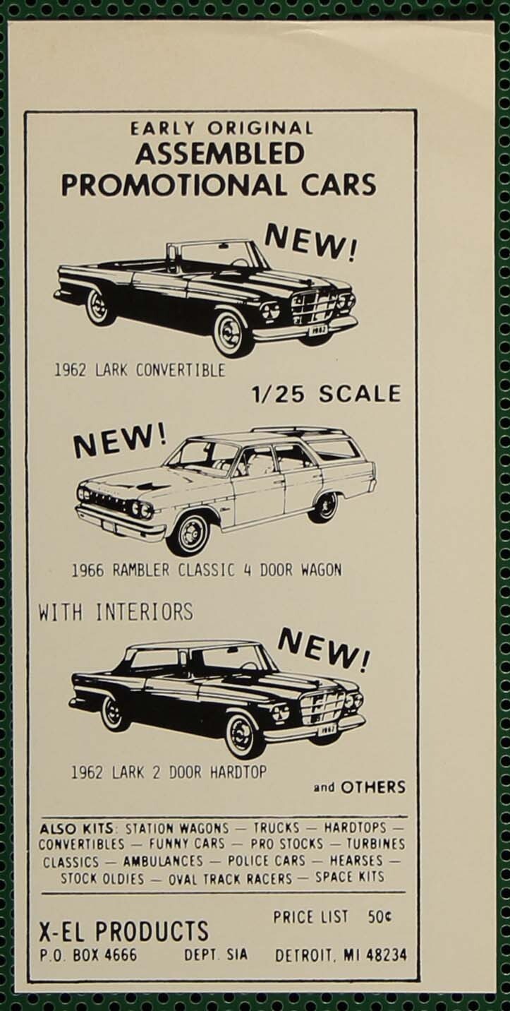 X-EL Dealer Promotional Model Cars Lark Rambler Detroit Vintage Print Ad 1980