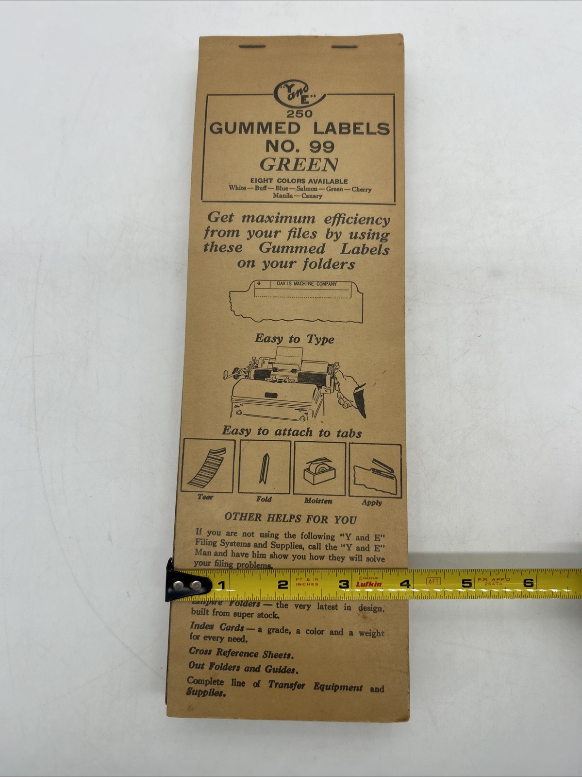 3 Vintage Packs Of Y&E Gummed Labels No. 99 Green & Blue Typewriter Sheets RARE