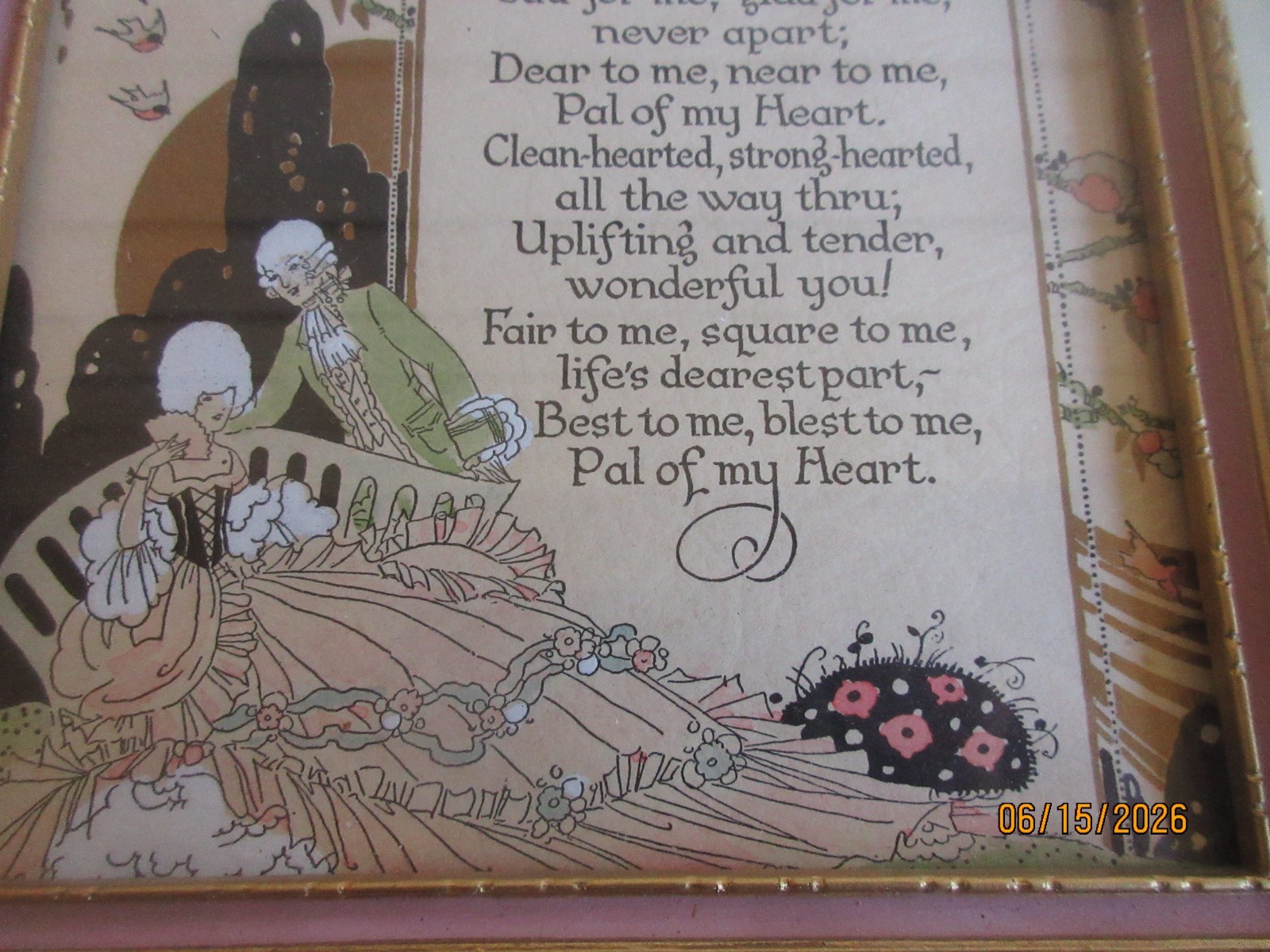 Vintage Framed Pal of My Heart Poem The Cincinnati Art Pub. Co. with Orig Box