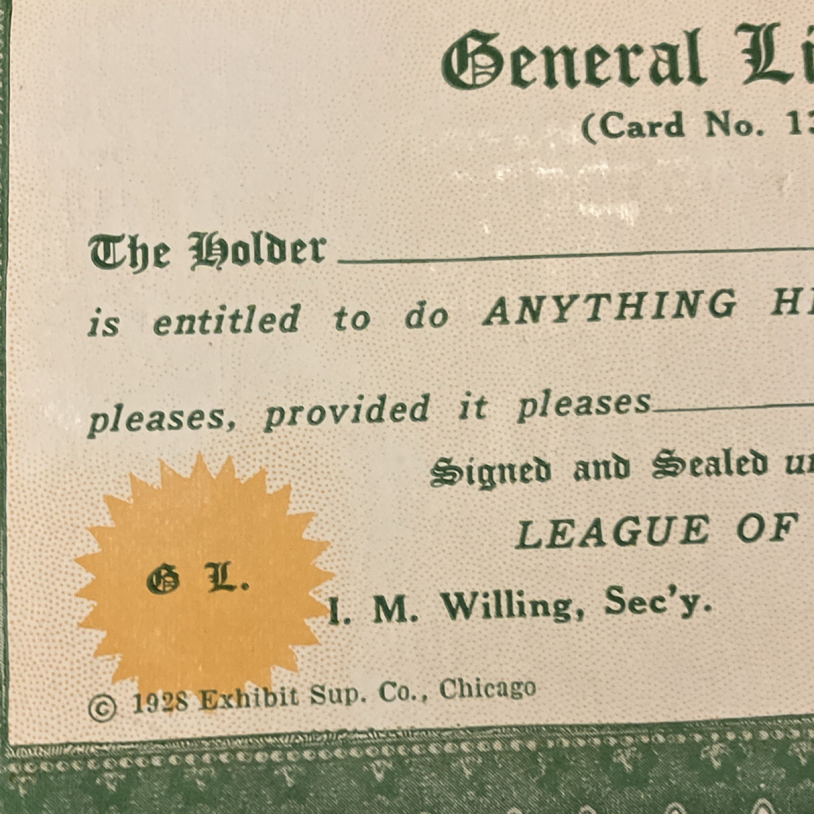 Vintage Exhibit Supply Co. Novelty Cards & Licenses Lot of 6 1928 & 1938