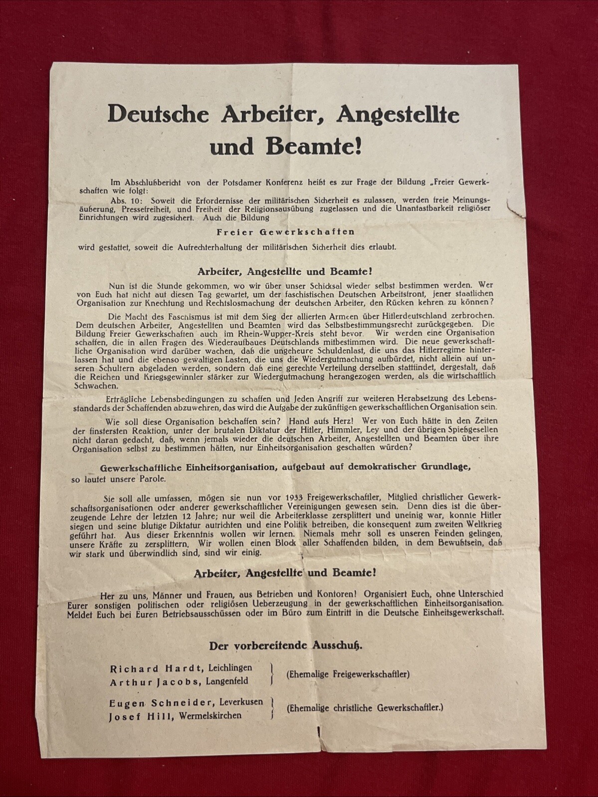 1940 Third Reich Labor Union Formation Workers German Wartime Document WW2 WWII