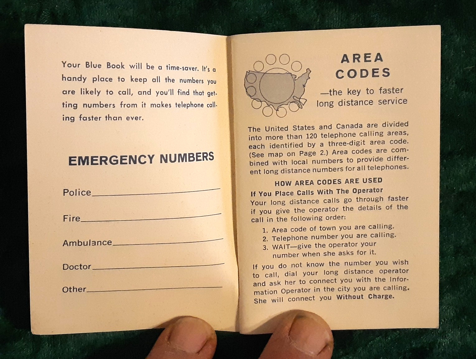 Vintage Blue Book of Telephone Numbers – Southwestern Bell Telephone- 1950’s-60s