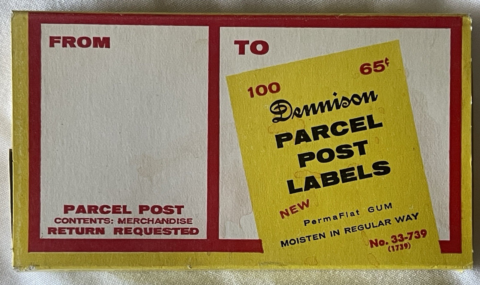 Vintage 90 DENNISON PARCEL POST LABELS Tablet Gummed 5.5″x 3″ #33-739