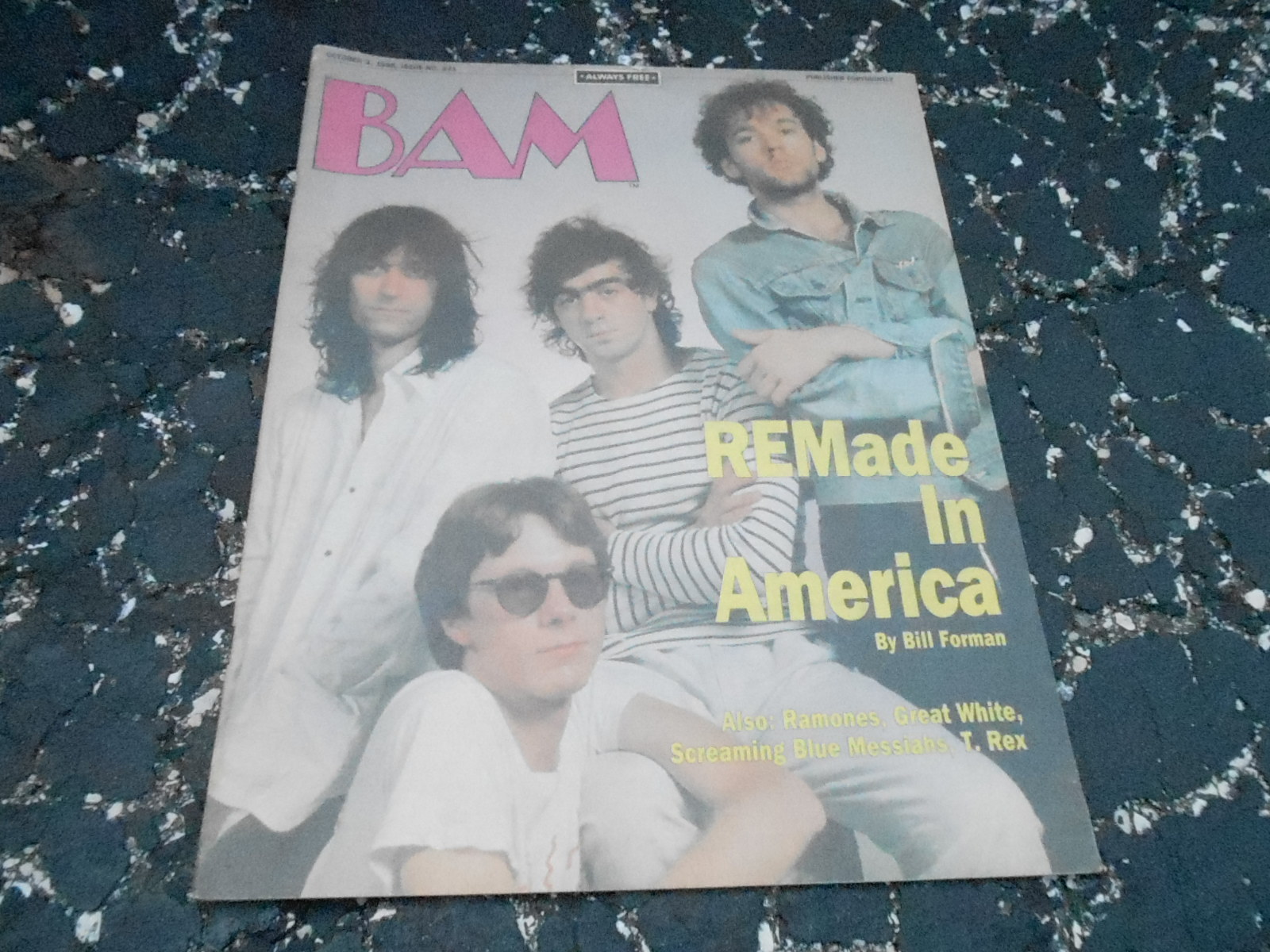 OCT 3 1986 BAM vintage over sized music magazine (REM)
