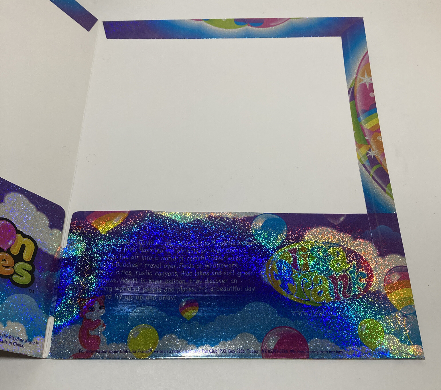 Vintage LISA FRANK Ballon Buddies Pocket Portfolio Folder Cats Dogs Unpunched