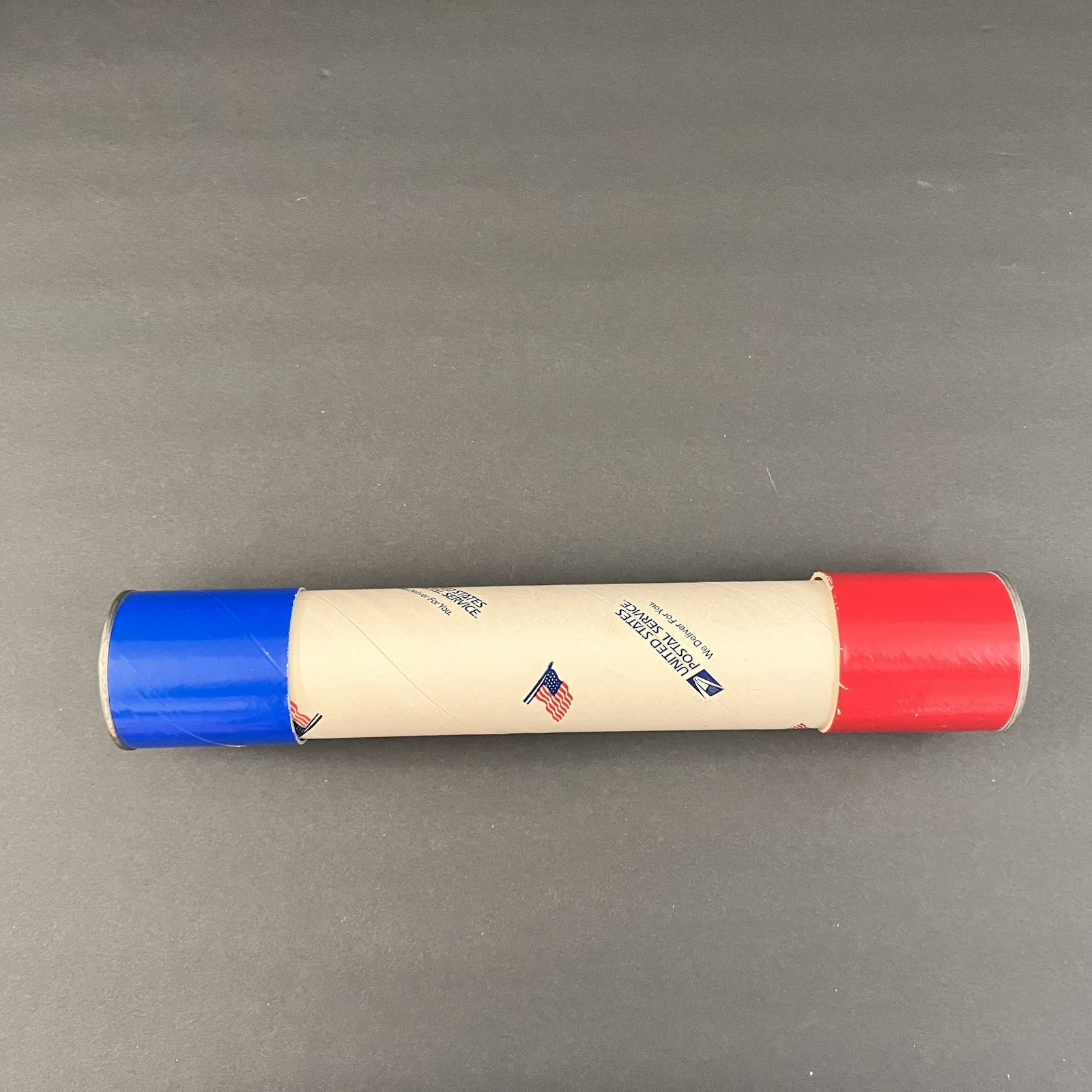 USPS Cardboard Mailing Tube 12″ Patriotic 1970’s American Flag Red White Blue