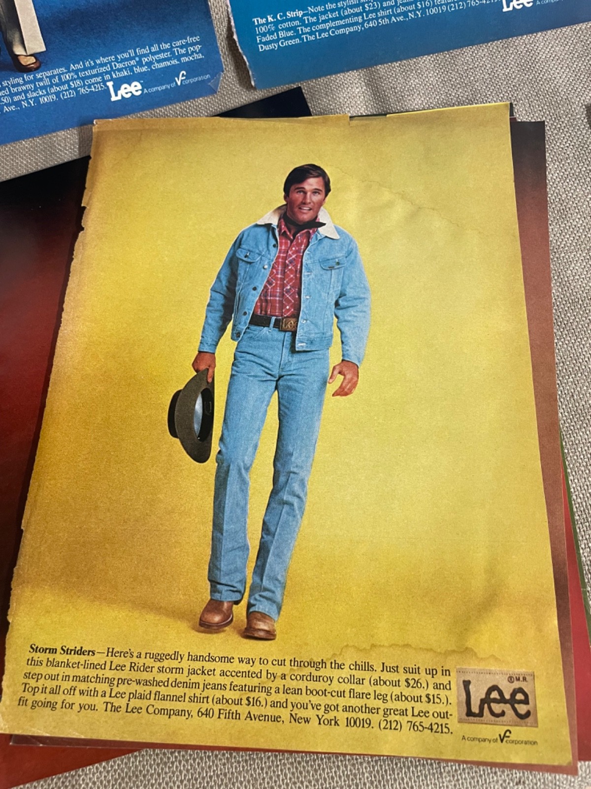 Lee Fits America 1970s Magazine Avertisement Ads lot of 9 Mens Fashion