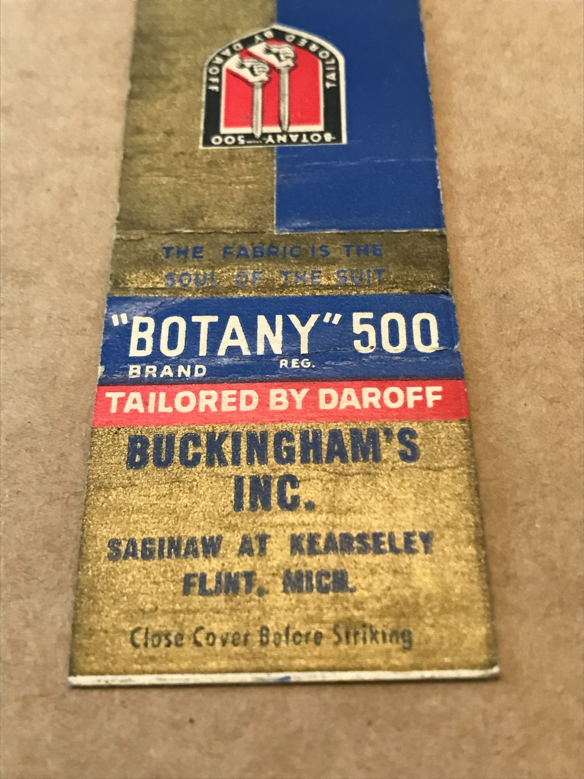 Vintage “Botany 500” Brand – Matchcover, Matchbook