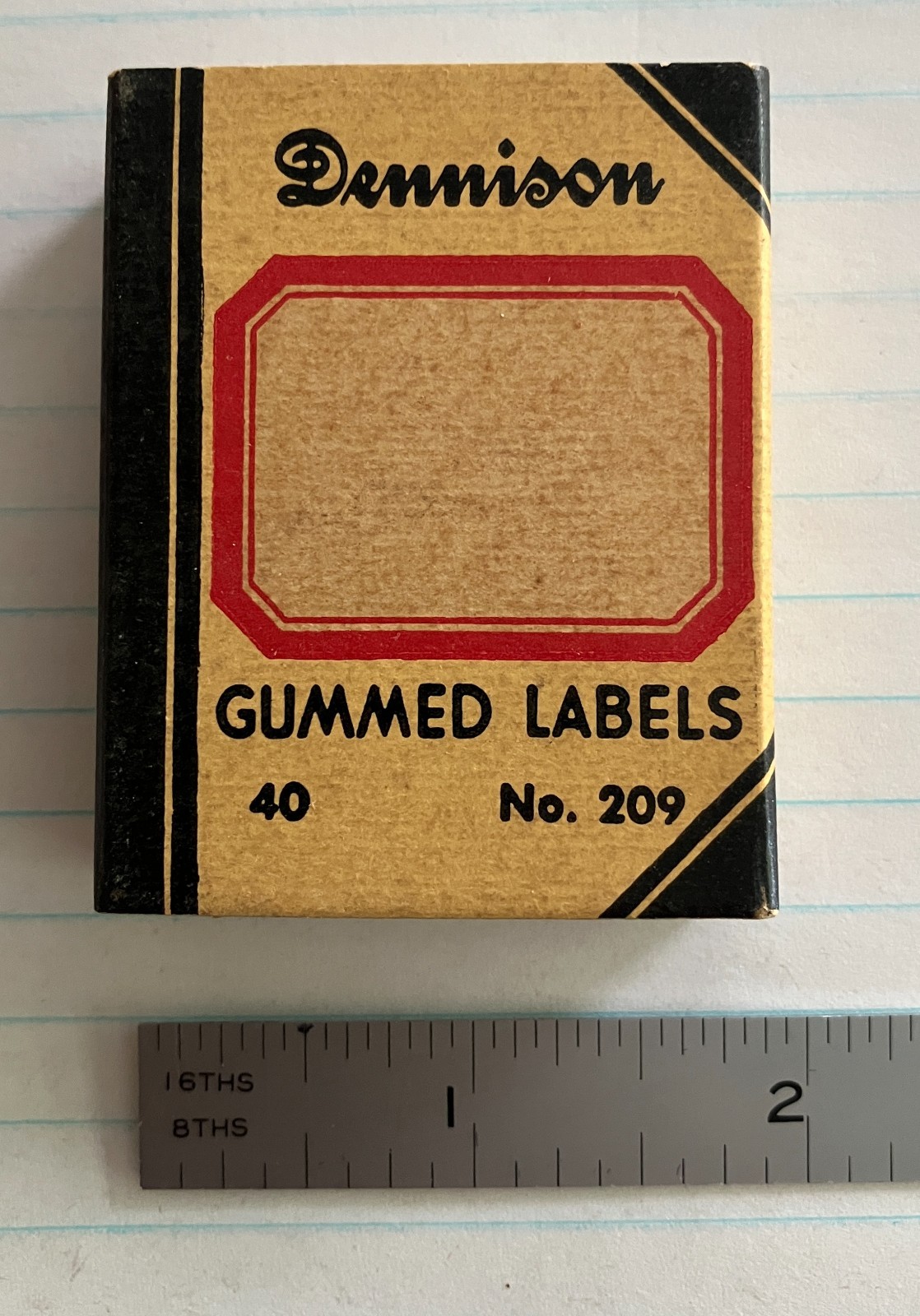 Vintage Dennison Gummed Red Border Labels #209. Full Box Of 40 – 1.5” x 1.125”