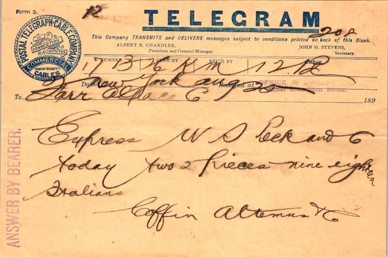 Postal Telegraph Telegram Form Farr Alpaca Co Shipping Textile Trade 1900s