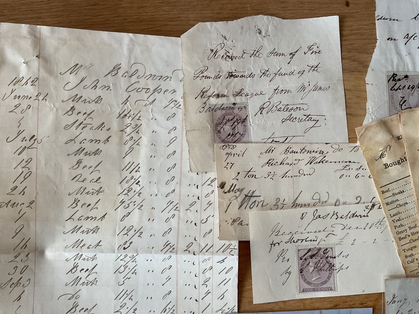 Baldwin British Industry 19th century 50+ receipt items