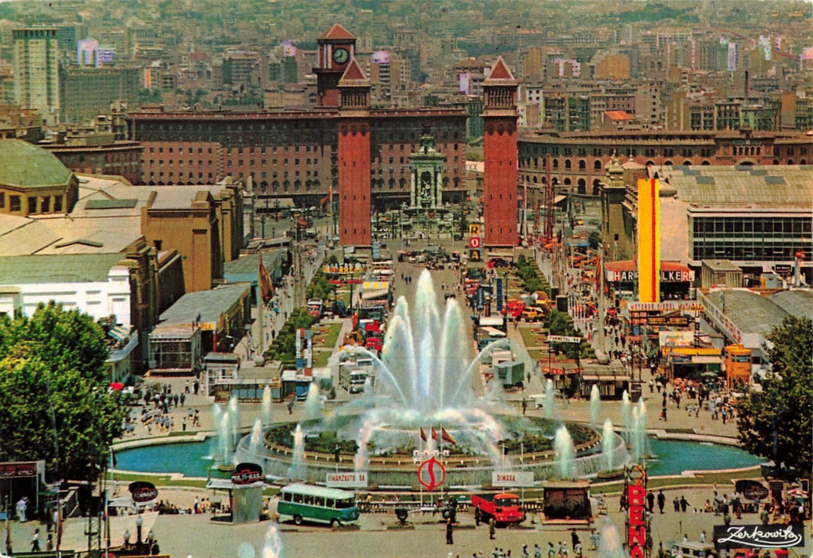 Postcard Spain Montjuich Park: Massive Fountain Barcelona