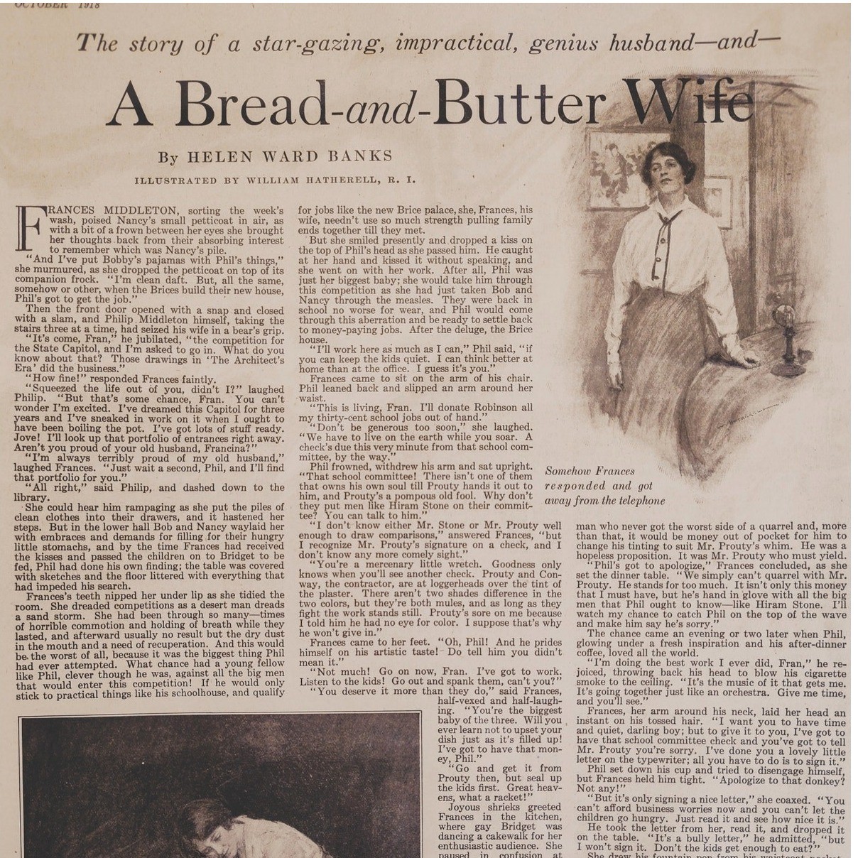 1918 A Bread-and-Butter Wife Original Vtg PRINT ARTICLE by Helen Ward Banks