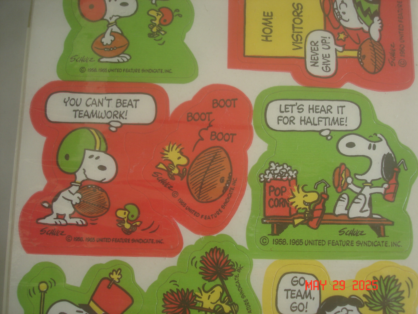 1970’s SEALED HALLMARK PEANUTS FOOTBALL THEME STICKERS / SEALS 4 Sheets MADE USA