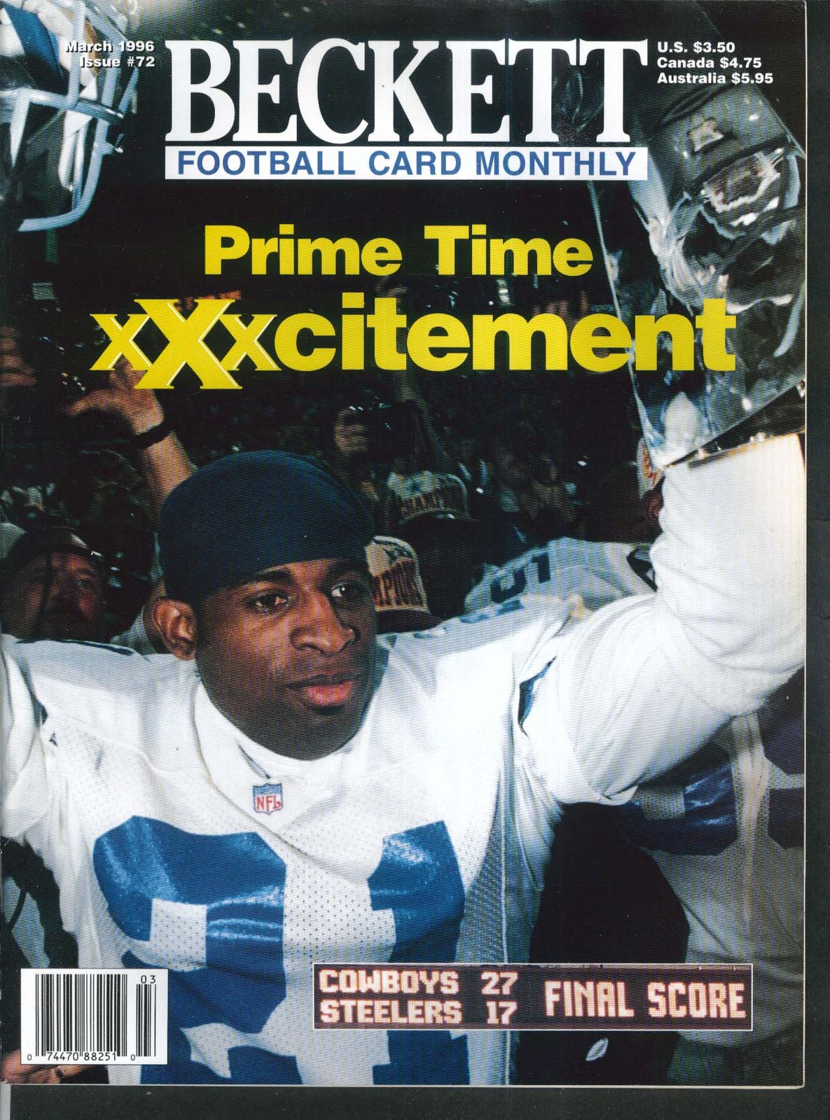 BECKETT FOOTBALL CARD #72 Larry Brown Curtis Martin Joe Namath 3 1996