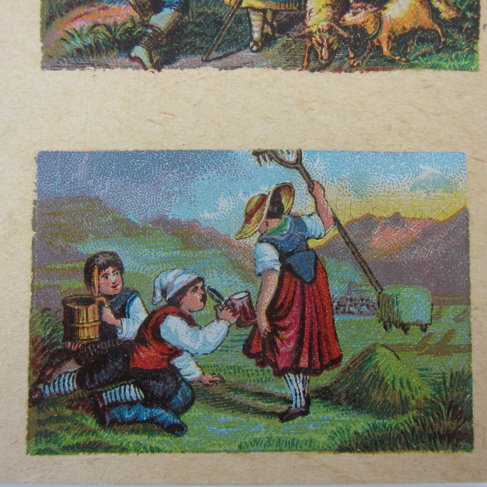 Antique Lithograph Print Samples Lot Mini Landscapes Towns Villages People RARE