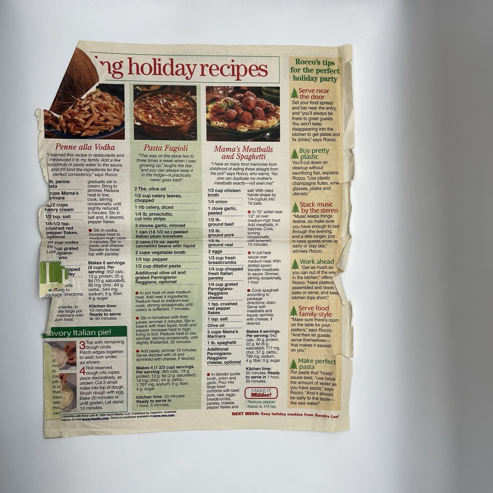 Vintage Lot of 11 Recipes from Magazines Ephemera Print Ads early 2000s