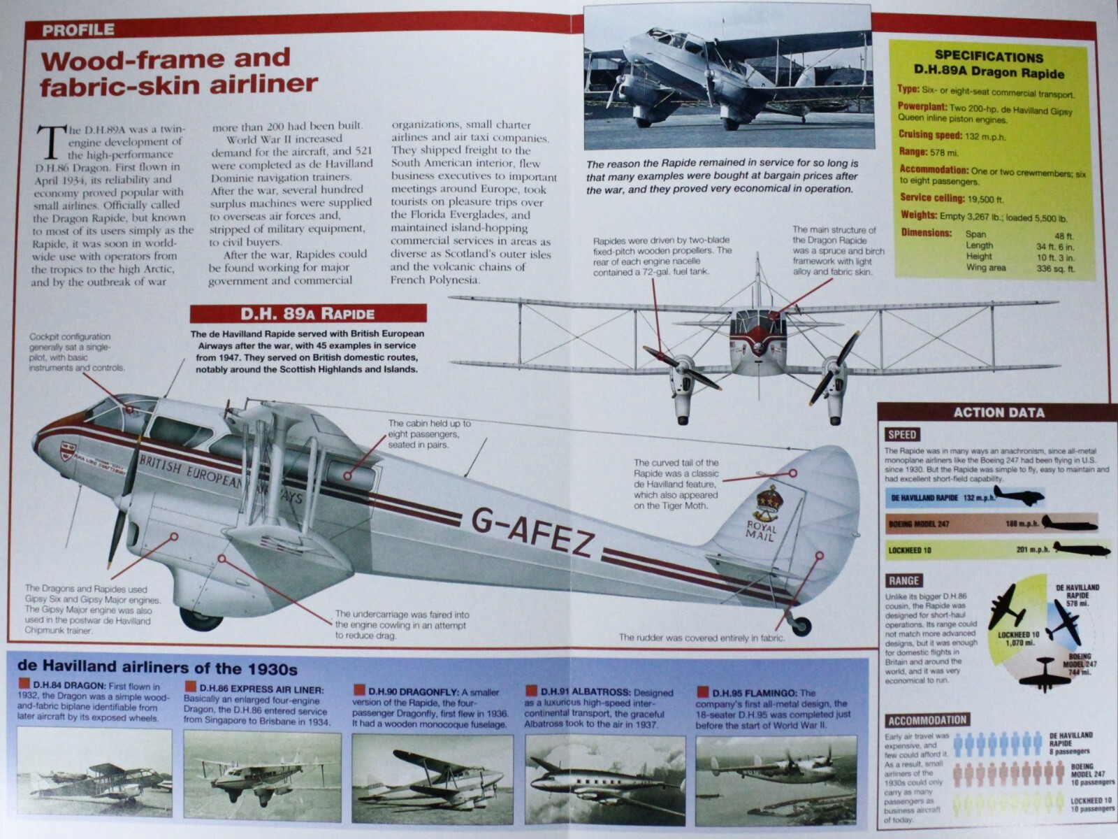 De Havilland DH Plane Picture Brochure Pamphlet Out of Print Aircraft Sheet