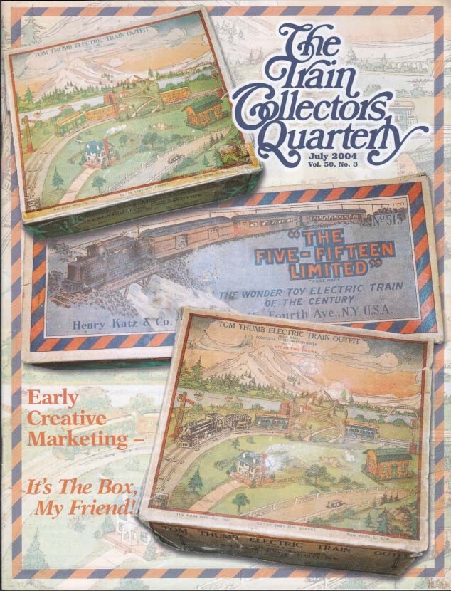 TRAIN COLLECTORS QUARTERLY 7 2004 train ads 1959; Hafner 8-wheel Coach; boxes