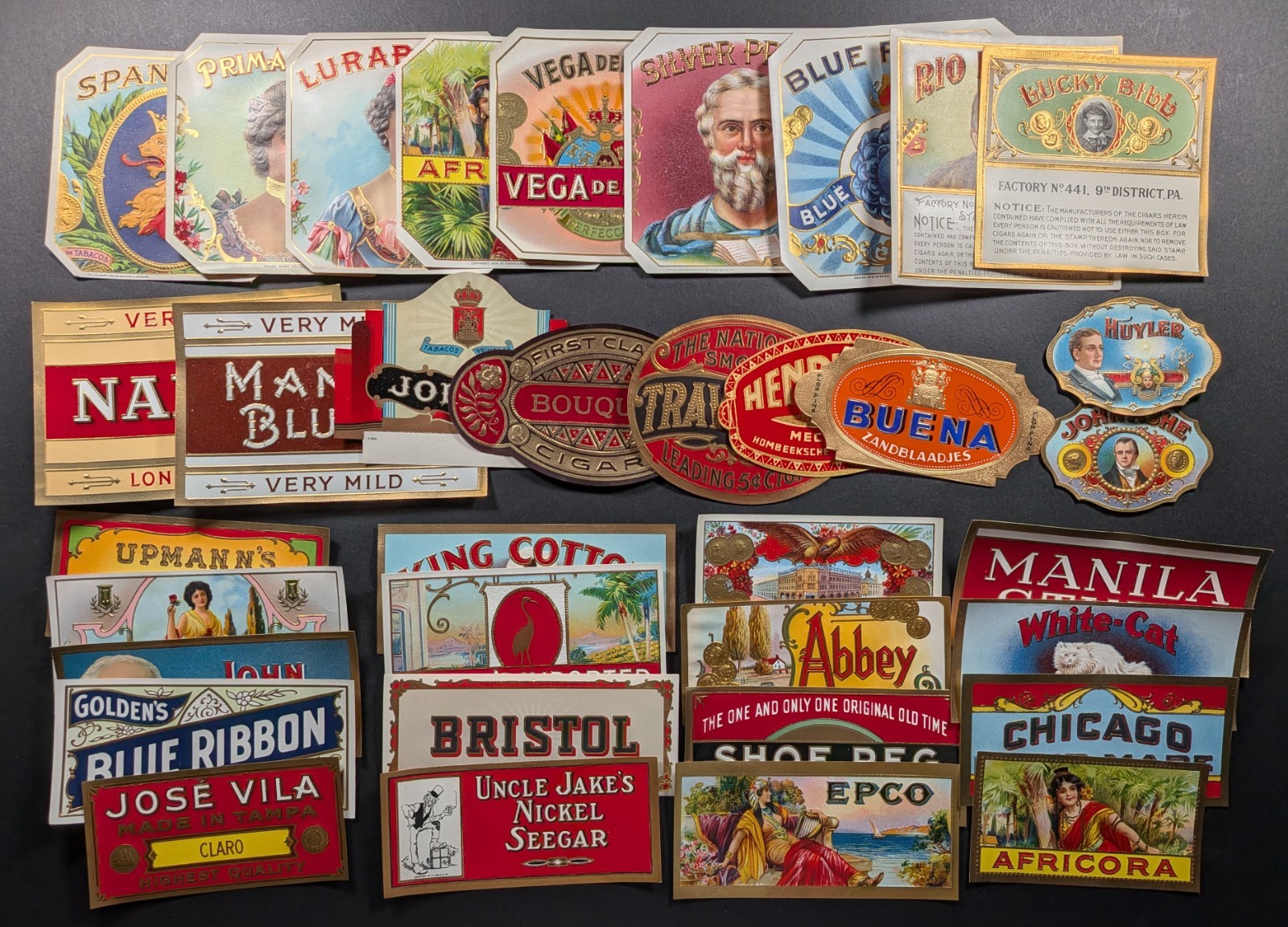 Vintage (Lot of 35) Tobacco Cigar Label