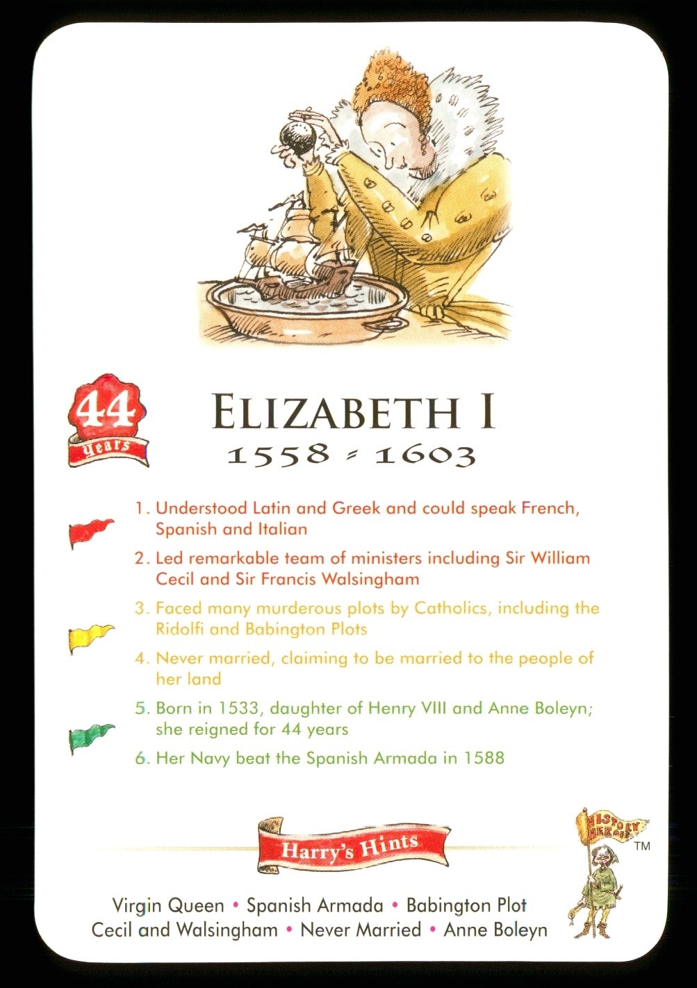 1 x info card of Queen Elizabeth I 1558-1603 – AA78