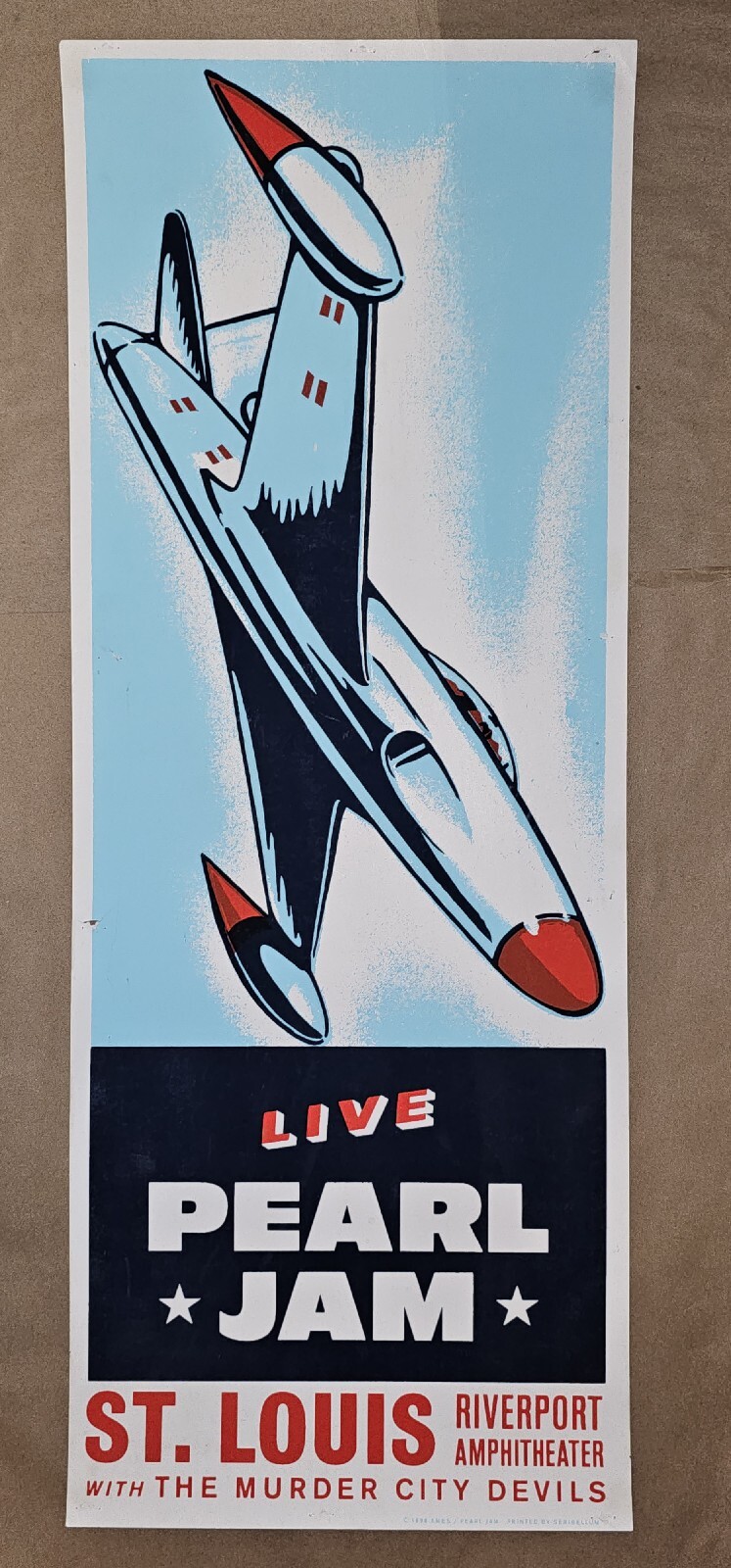 1998 Pearl Jam St Louis MO Ames Bros Concert Poster Screen Print Riverport Amphi