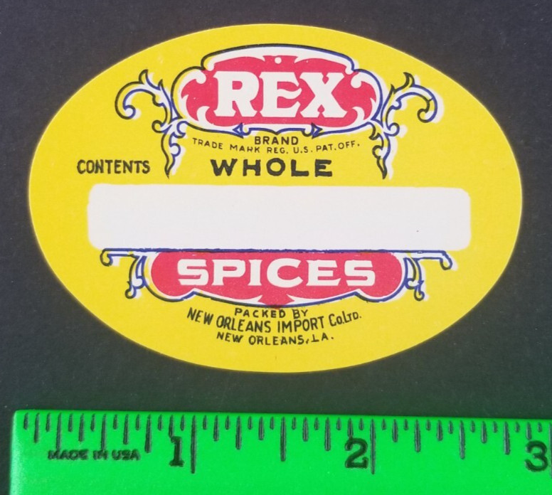 Vintage Rex Food Spices Label Card