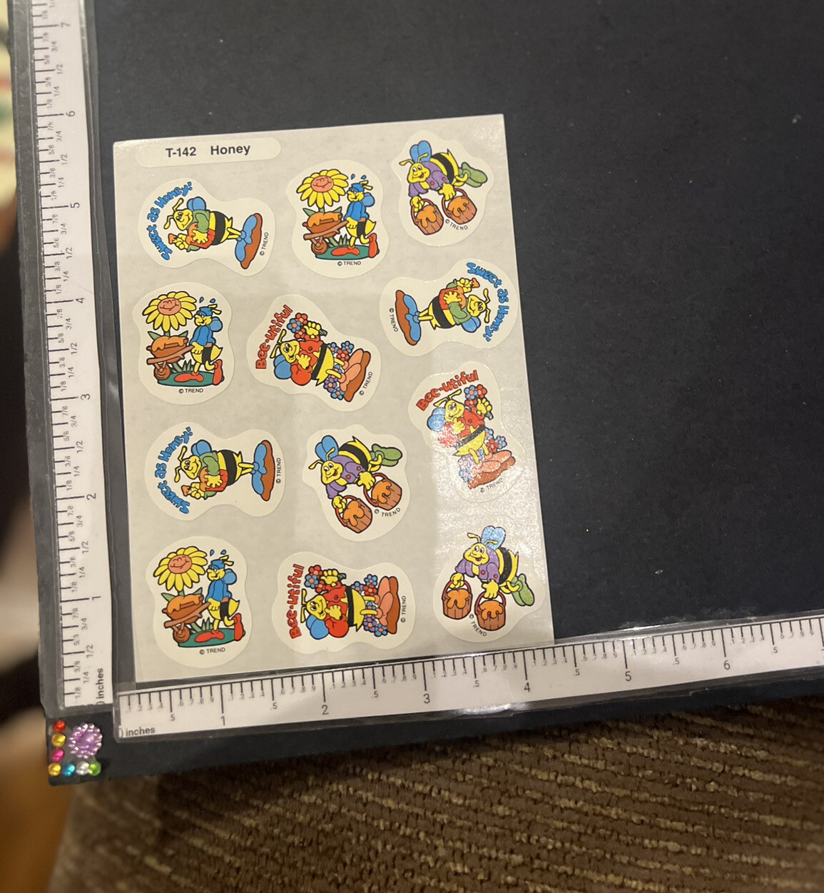 Vintage TREND Scratch & Sniff Stinky Sticker Sheet Die Cut HONEY BEE Scent HTF