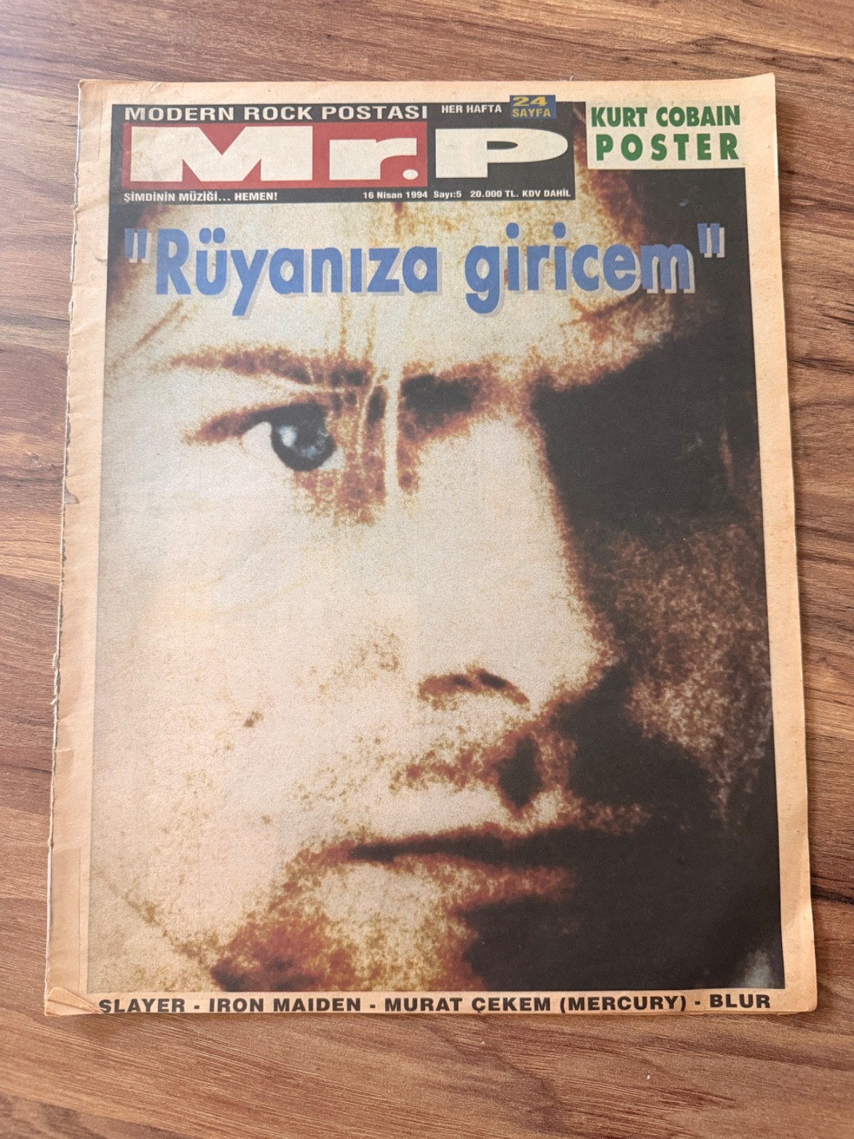 Kurt Cobain Tribute MRP Magazine Poster Slayer Iron Maiden Blur Rare Turkey 1994