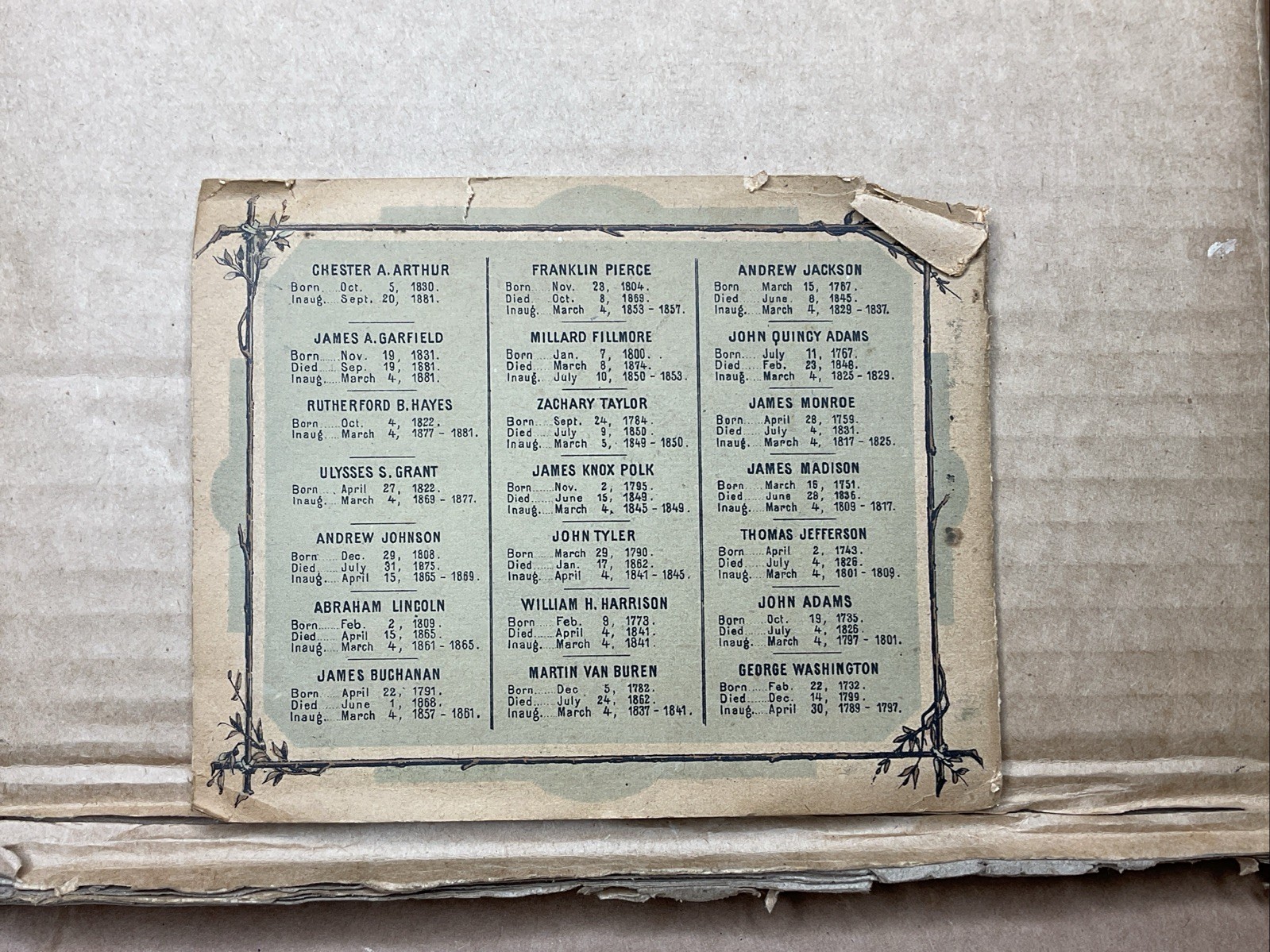 Rare 1883 Booklet 1732 to 1883 Presidents of the United States of America B50