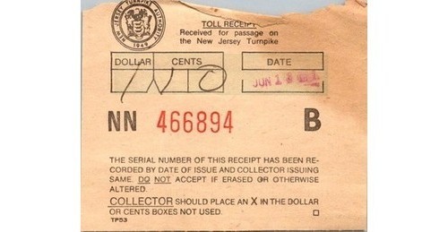 1953 NJ Turnpike Toll Receipt – New Jersey Transportation History Ephemera Paper