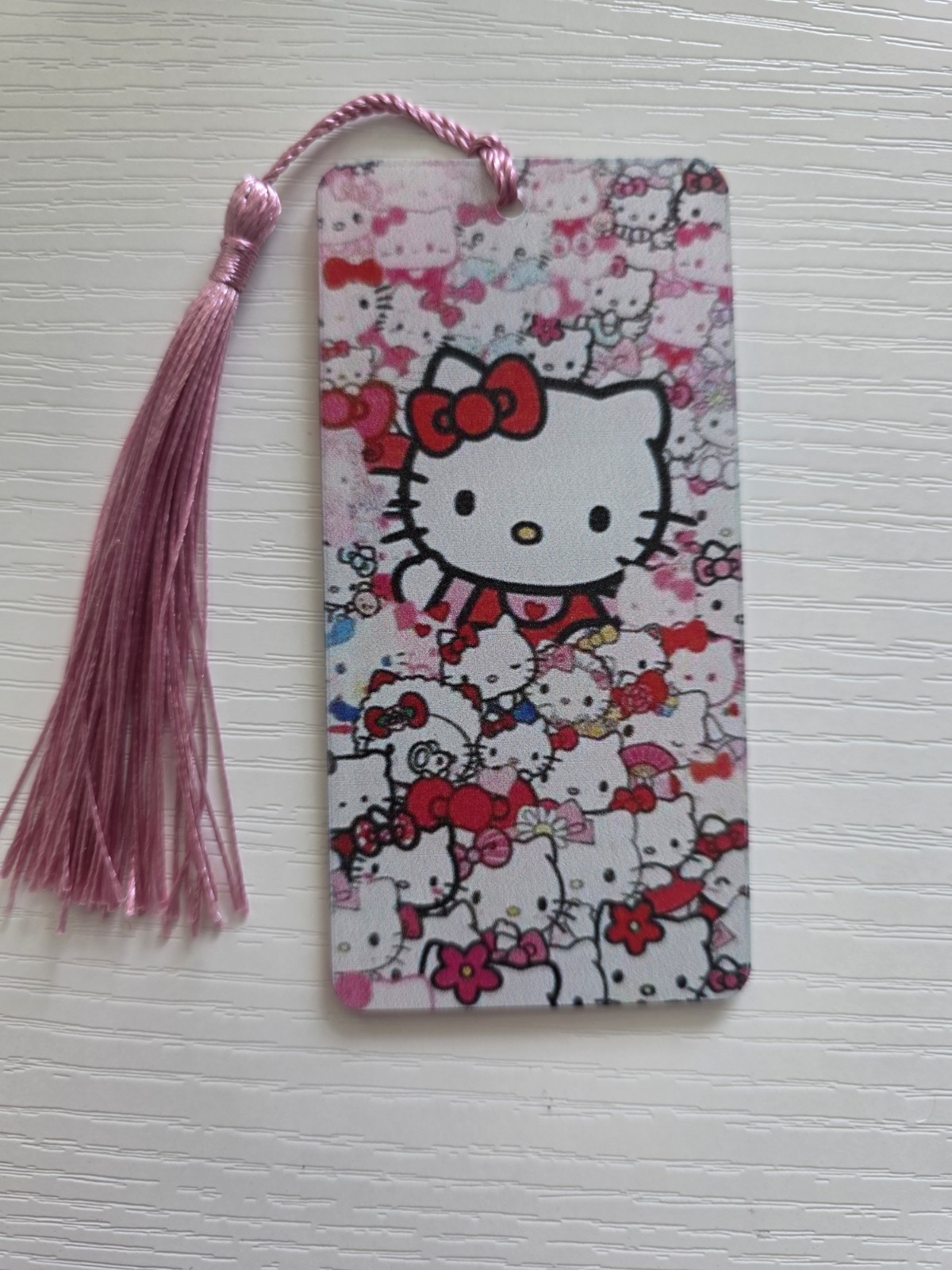 Hello Kitty Rectangle Bookmark Cartoon Pattern w/ Pink Tassel